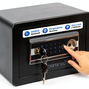 SereneLife Fingerprint Safe 0.63 Cu Ft Electronic Black SLSVP25EUG-0